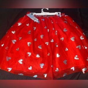 Brand new red and silver hearts skirt girl size XL 14/16